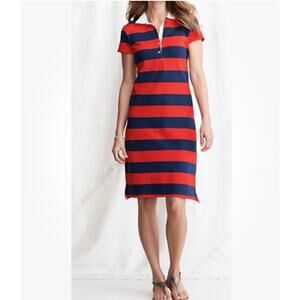 Lands End XL 18 Cotton Rugy Polo Striped Shirt Dress Women's Preppy Classic